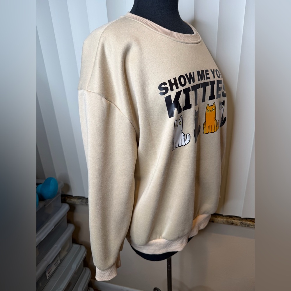Show Me Your Kitties" unisex crewneck sweatshirt Size Large - Picture 4 of 7